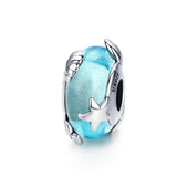 925 Sterling Silver Ocean Star Pendant Bracelet With Blue Glass Bead - Front View
