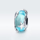 925 Sterling Silver Ocean Star Pendant Bracelet With Blue Glass Bead - Side View