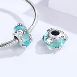 925 Sterling Silver Ocean Star Pendant Bracelet With Blue Glass Bead - Close-Up Angle