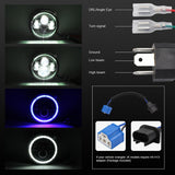 7 Inch H4 / H13 Dc 9V - 30V 3000Lm 6000K 30W Ip67 4Led Lamp Beads Car Round Shape Led Headlight Lamps For Jeep Wrangler / Harley With Angel Eye - Side View