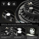 7 Inch H4 / H13 Dc 9V - 30V 3000Lm 6000K 30W Ip67 4Led Lamp Beads Car Round Shape Led Headlight Lamps For Jeep Wrangler / Harley With Angel Eye - Rear View