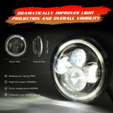 7 Inch H4 / H13 Dc 9V - 30V 3000Lm 6000K 30W Ip67 4Led Lamp Beads Car Round Shape Led Headlight Lamps For Jeep Wrangler / Harley With Angel Eye - Extra Image