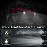 7 Inch H4 / H13 Dc 9V - 30V 3000Lm 6000K 30W Ip67 4Led Lamp Beads Car Round Shape Led Headlight Lamps For Jeep Wrangler / Harley With Angel Eye - Extra Image