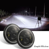 7 Inch H4 / H13 Dc 9V - 30V 3000Lm 6000K 30W Ip67 4Led Lamp Beads Car Round Shape Led Headlight Lamps For Jeep Wrangler / Harley With Angel Eye - Extra Image