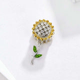 925 Sterling Silver Sunflower Pendant For Diy Bracelet - Side View