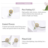 925 Sterling Silver Sunflower Pendant For Diy Bracelet - Rear View