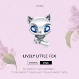 925 Sterling Silver Charming Fox Bead For Diy Bracelets & Necklaces - Top-Down View