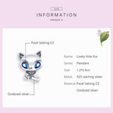925 Sterling Silver Charming Fox Bead For Diy Bracelets & Necklaces - 45-Degree Angle