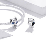925 Sterling Silver Charming Fox Bead For Diy Bracelets & Necklaces - Close-Up Angle