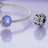 925 Sterling Silver Symphony Purple Moonlight Gemstone Diy Bracelet - Close-Up Angle