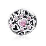 925 Sterling Silver Geometric Heart Shaped Hollow Beads For Diy Jewelry - Front View