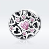 925 Sterling Silver Geometric Heart Shaped Hollow Beads For Diy Jewelry - Side View
