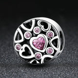 925 Sterling Silver Geometric Heart Shaped Hollow Beads For Diy Jewelry - Top-Down View