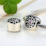 925 Sterling Silver Geometric Heart Shaped Hollow Beads For Diy Jewelry - 45-Degree Angle