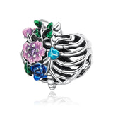 925 Sterling Silver Flower Bead Bracelet & Necklace Set - Front View