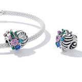 925 Sterling Silver Flower Bead Bracelet & Necklace Set - Rear View