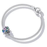925 Sterling Silver Flower Bead Bracelet & Necklace Set - Close-Up Angle