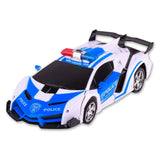 Remote Control Police Car - 4 Channels Deformable Toy - Side View