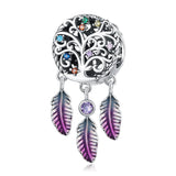 925 Sterling Silver Tree Of Life Dream Catcher Bracelet / Necklace Set - Front View