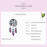 925 Sterling Silver Tree Of Life Dream Catcher Bracelet / Necklace Set - Top-Down View