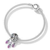 925 Sterling Silver Tree Of Life Dream Catcher Bracelet / Necklace Set - Close-Up Angle