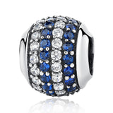 925 Sterling Silver Blue Diamond Beaded Bracelet & Necklace Set - Front View