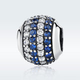 925 Sterling Silver Blue Diamond Beaded Bracelet & Necklace Set - Side View