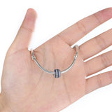 925 Sterling Silver Blue Diamond Beaded Bracelet & Necklace Set - 45-Degree Angle