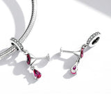 925 Sterling Silver Shimmering Wine Glass Pendant For Diy Bracelets & Necklaces - Rear View