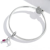 925 Sterling Silver Shimmering Wine Glass Pendant For Diy Bracelets & Necklaces - Close-Up Angle