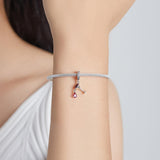 925 Sterling Silver Shimmering Wine Glass Pendant For Diy Bracelets & Necklaces - Low Angle