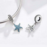 925 Sterling Silver Starfish Pendant Charm For Women'S Diy Bracelets - Top-Down View