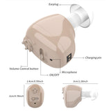 Rechargeable In Ear Sound Amplifier With Usb Charger - Side View