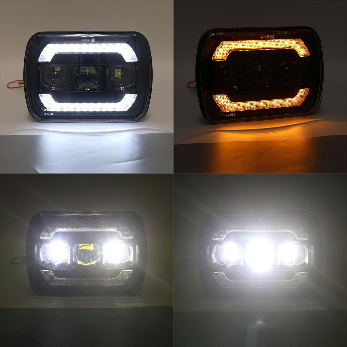 1 Pair 7 Inch Car Square Headlight Work Light