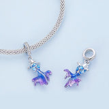 925 Sterling Silver Blue Fish Diy Pendant Beaded Accessory - Top-Down View
