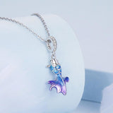 925 Sterling Silver Blue Fish Diy Pendant Beaded Accessory - 45-Degree Angle