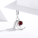 925 Sterling Silver January Birthstone Moon Pendant For Diy Bracelets & Necklaces - Side View