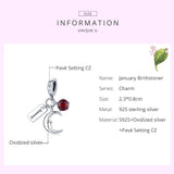 925 Sterling Silver January Birthstone Moon Pendant For Diy Bracelets & Necklaces - Top-Down View