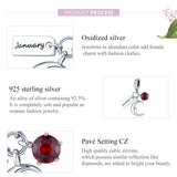 925 Sterling Silver January Birthstone Moon Pendant For Diy Bracelets & Necklaces - 45-Degree Angle