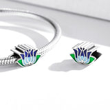 925 Sterling Silver Blue Lotus Bead Bracelet & Necklace Set - Rear View