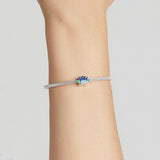 925 Sterling Silver Blue Lotus Bead Bracelet & Necklace Set - Low Angle