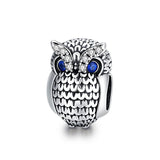 925 Sterling Silver Owl Beads For Diy Bracelets & Necklaces - Front View