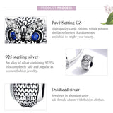925 Sterling Silver Owl Beads For Diy Bracelets & Necklaces - 45-Degree Angle