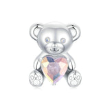 925 Sterling Silver Valentine'S Day Bear Beads - Front View