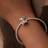 925 Sterling Silver Valentine'S Day Bear Beads - 45-Degree Angle