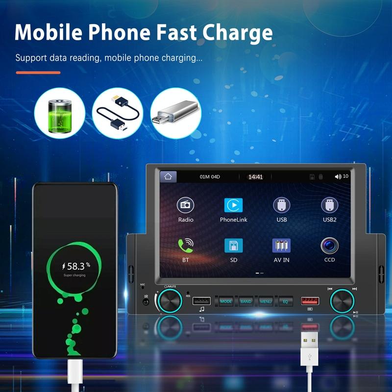 6.2 Inch Single Butt Carplay Car Monitor - Universal Wired Mp5 Player - Standard