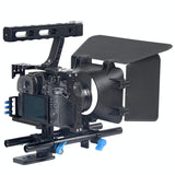 Video Camera Cage Stabilizer Kit With Matte Box & Follow Focus For Panasonic Lumix Dmc-Gh4 & G7 / Sony A7 Series - 45-Degree Angle