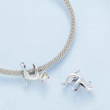 925 Sterling Silver White Cat Beaded Bracelet Bsc520 Sr - 45-Degree Angle