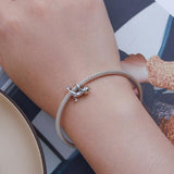 925 Sterling Silver White Cat Beaded Bracelet Bsc520 Sr - Rear View
