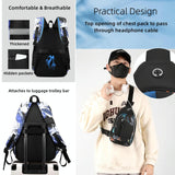 Lightweight 2-in-1 Backpack and Chest Bag for Men - Blue Football - Orange Honeycomb